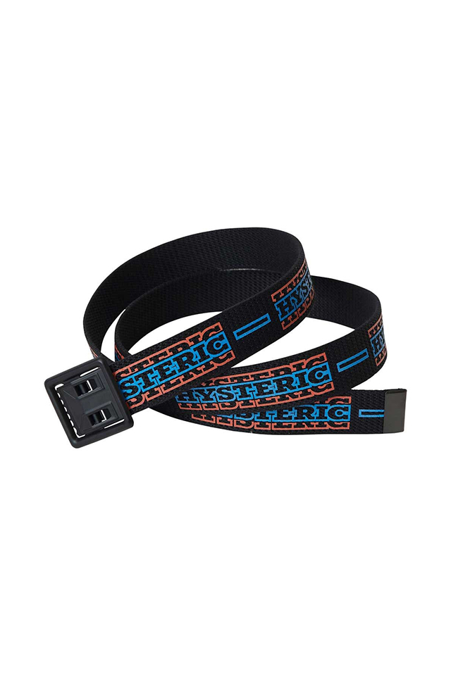 HYSTERIC GLAMOUR ヒステリックグラマー 02253QE01 STRIPE LOGO テープベルト BLACK 正規通販 メンズ レディース