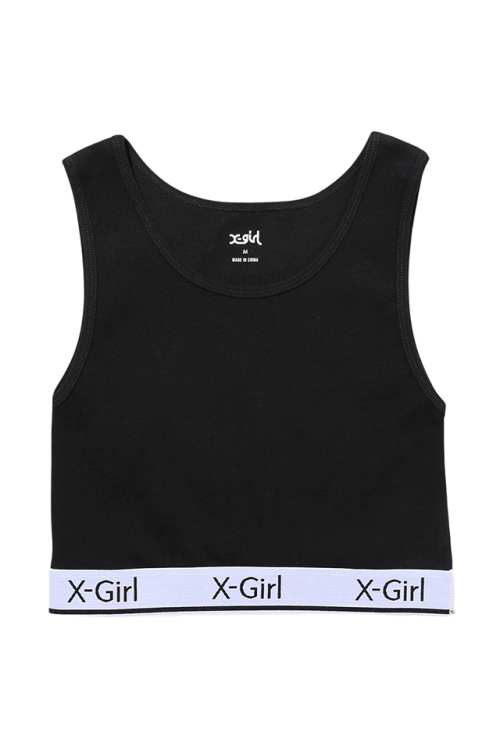 X-girl エックスガール 105242013024 LOGO AND STRIPE TANK TOP タンクトップ BLACK 正規通販 レディース