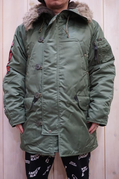 HYSTERIC GLAMOUR 02223AC02 HYSTERIC ACADEMYアップリケ N-3Bコート KHAKI 正規通販 メンズ