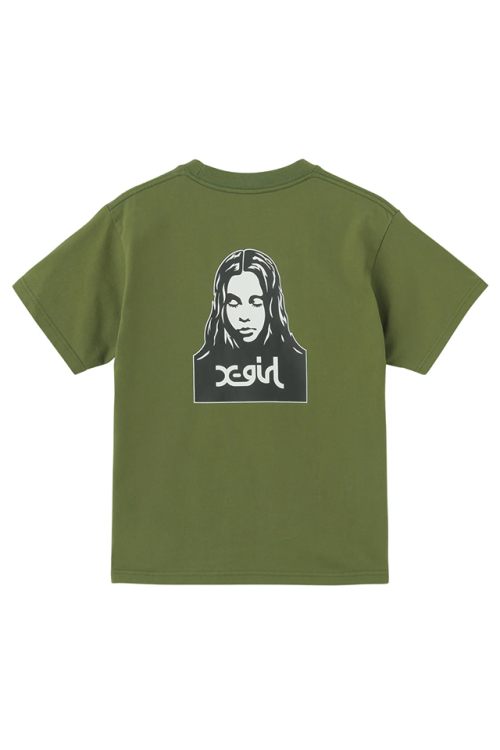 X-girl エックスガール 105252011024 FACE S/S TEE Tシャツ OLIVE 正規通販 レディース
