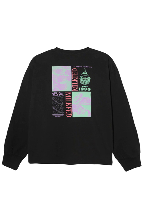 MILKFED. ミルクフェド 103241011016 SWEETS L/S TEE MILKFED. ロングスリーブTシャツ BLACK 正規通販 レディース