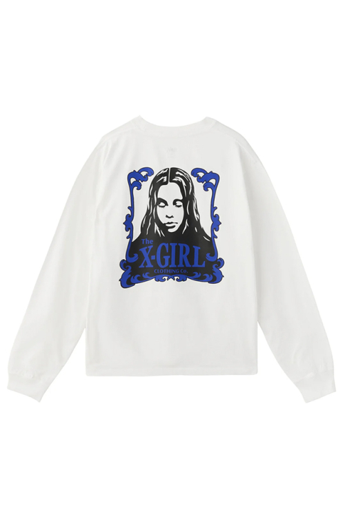 X-girl エックスガール 105253011015 ORNAMENT FACE L/S TEE Tシャツ WHITE 正規通販 レディース