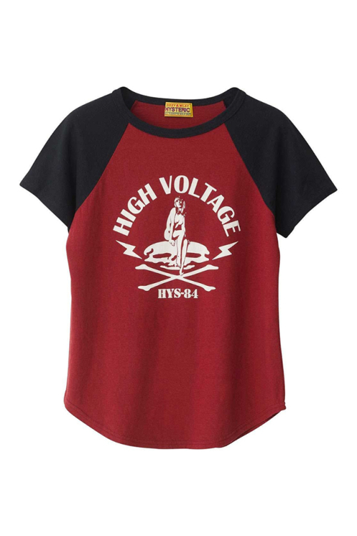 HYSTERIC GLAMOUR ヒステリックグラマー 01251CT19 HIGH VOLTAGE Tシャツ RED 正規通販 レディース