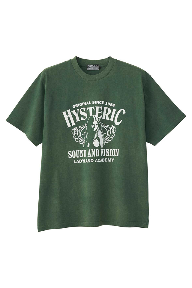 HYSTERIC GLAMOUR ヒステリックグラマー 02253CT01 LADYLAND ACADEMY Tシャツ GREEN 正規通販 メンズ