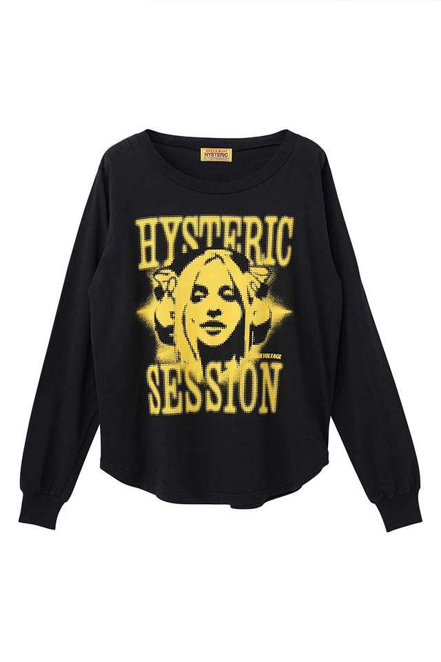 HYSTERIC GLAMOUR ヒステリックグラマー 01263CL07 HYSTERIC SESSION Tシャツ BLACK 正規通販 レディース