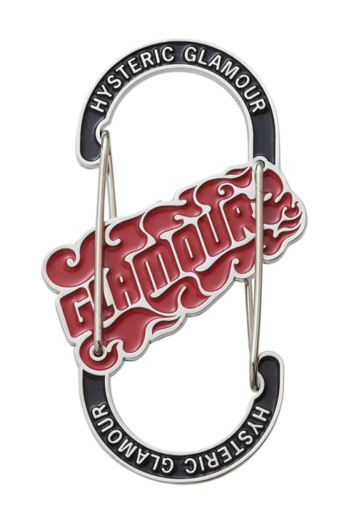 HYSTERIC GLAMOUR ヒステリックグラマー 02231QG02 FLAME LOGO カラビナキーホルダー BLACK 正規通販 メンズ レディース