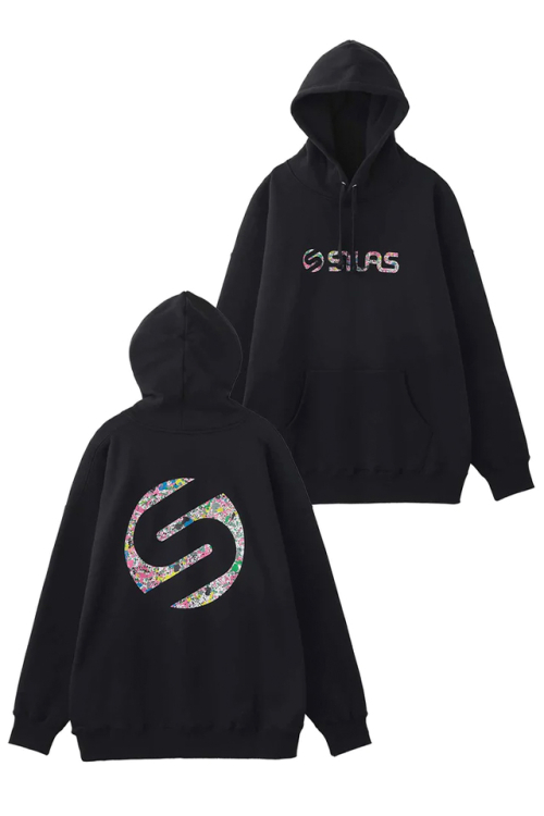 SILAS サイラス 110233012007 SPUTTERING LOGO WIDE HOODIE SILAS パーカー BLACK 正規通販 メンズ