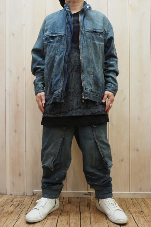 メンズ JULIUS ユリウス 707BLM3-IDS DENIM BLOUSON & FRONT FOLD CARGO JEANS セットアップ [INDIGO] 正規通販