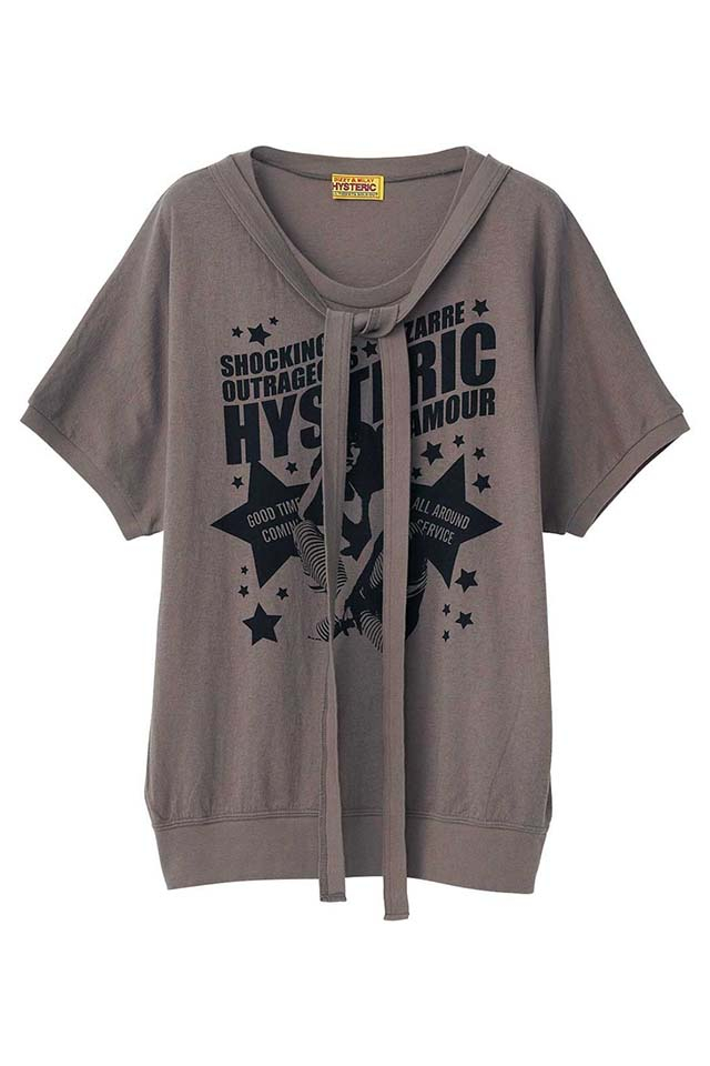 HYSTERIC GLAMOUR ヒステリックグラマー 01261CT01 HG GOOD TIME COMIN Tシャツ GRAY 正規通販 レディース