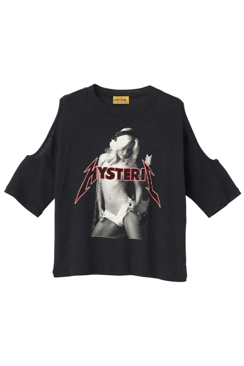 HYSTERIC GLAMOUR ヒステリックグラマー 01261CT05 METAL GIRL Tシャツ BLACK 正規通販 レディース