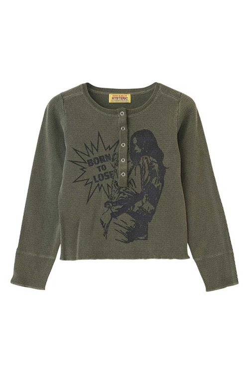 HYSTERIC GLAMOUR ヒステリックグラマー 01261NS02 BORN TO LOSE プルオーバー KHAKI 正規通販 レディース