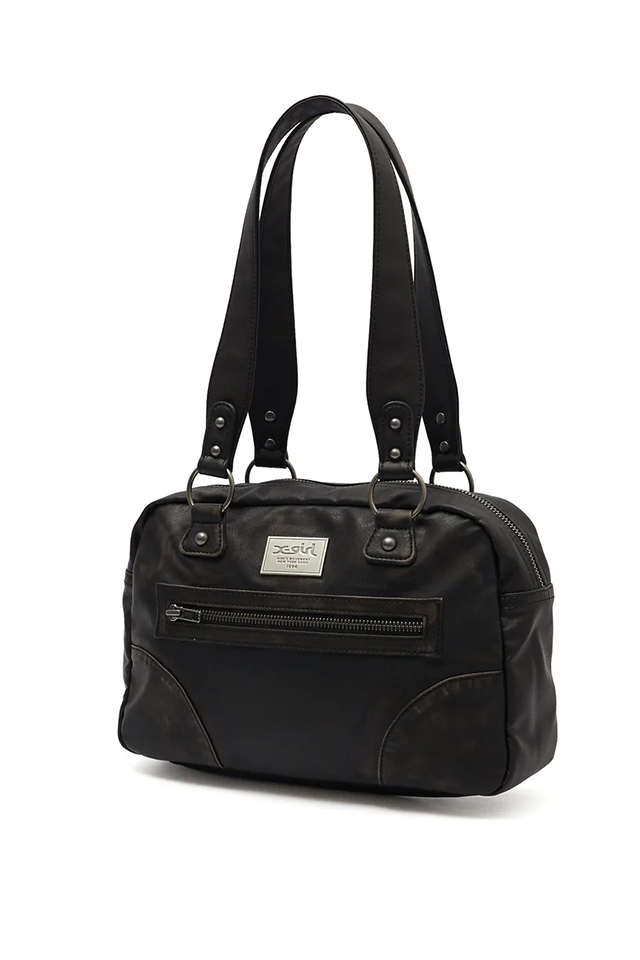 X-girl エックスガール 105262053005 METAL LOGO PLATE FAUX LEATHER HANDBAG バッグ BLACK 正規通販 レディース