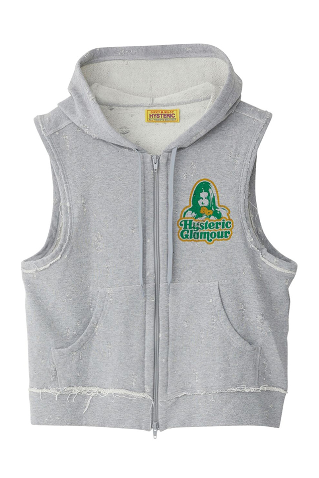 HYSTERIC GLAMOUR ヒステリックグラマー 01251CF04 GIRLS TAKE OVER ベスト TOP GRAY 正規通販 レディース