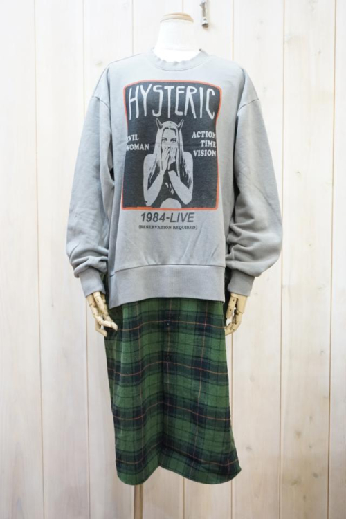 HYSTERIC GLAMOUR 01223AO01 EVIL WOMAN LIVE リメイクプルオーバーワンピース GRAY 正規通販 レディース