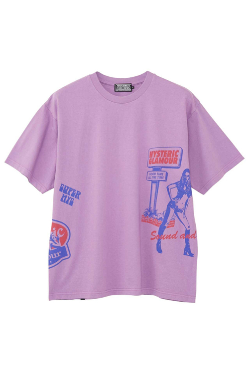 HYSTERIC GLAMOUR ヒステリックグラマー 02231CT16 ALWAYS GOOD TIME Tシャツ PURPLE 正規通販 メンズ