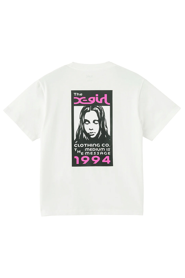 X-girl エックスガール 105252011020 BOX LOGO AND FACE S/S TEE Tシャツ WHITE 正規通販 レディース
