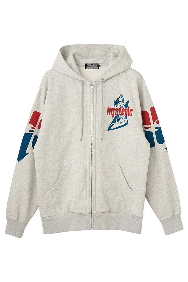 HYSTERIC GLAMOUR ヒステリックグラマー 02261CF01 HYS FLARE LOGO パーカー TOP GRAY 正規通販 メンズ