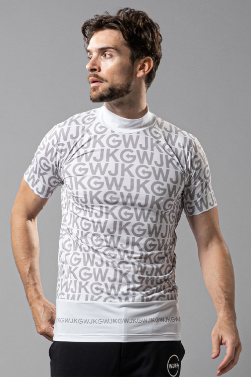 WJKG gf704b mock neck print T モックネックプリントT WHITE × GRAY 正規通販 メンズ ゴルフ