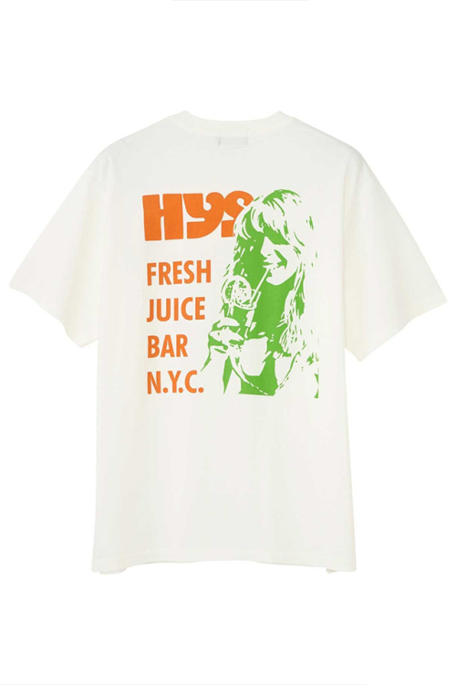 HYSTERIC GLAMOUR ヒステリックグラマー 02251CT27 FRESH JUICE BAR Tシャツ WHITE 正規通販 メンズ