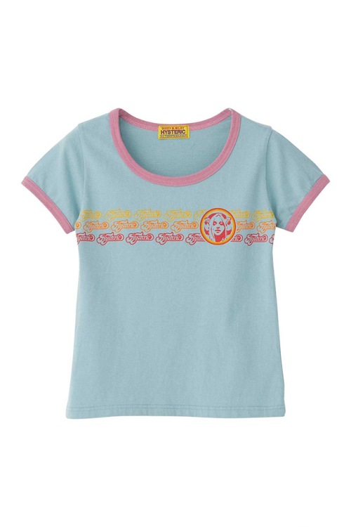 HYSTERIC GLAMOUR ヒステリックグラマー 01261CT20 CREAMY LOGO LINE チビTシャツ GREEN 正規通販 レディース