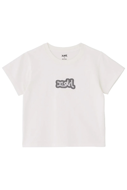 X-girl エックスガール 105233011015 OUTLINE MILLS LOGO EMBROIDERY S/S BABY TEE X-girl Tシャツ WHITE 正規通販 レディース