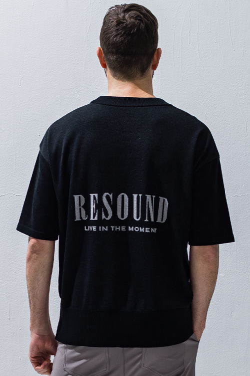 RESOUND CLOTHING リサウンドクロージング RC28-K-002 BACK ROGO HALF KNT 半袖コットンニット BLACK 正規通販 メンズ