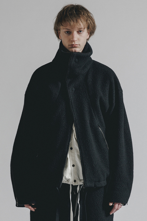 The Viridi-anne ザ ヴィリジアン VI-4007-06 WOOL PILE HIGH-NECK JACKET ウールパイル ハイネックジャケット BLACK 正規通販 メンズ 2026年8月31日入荷予定