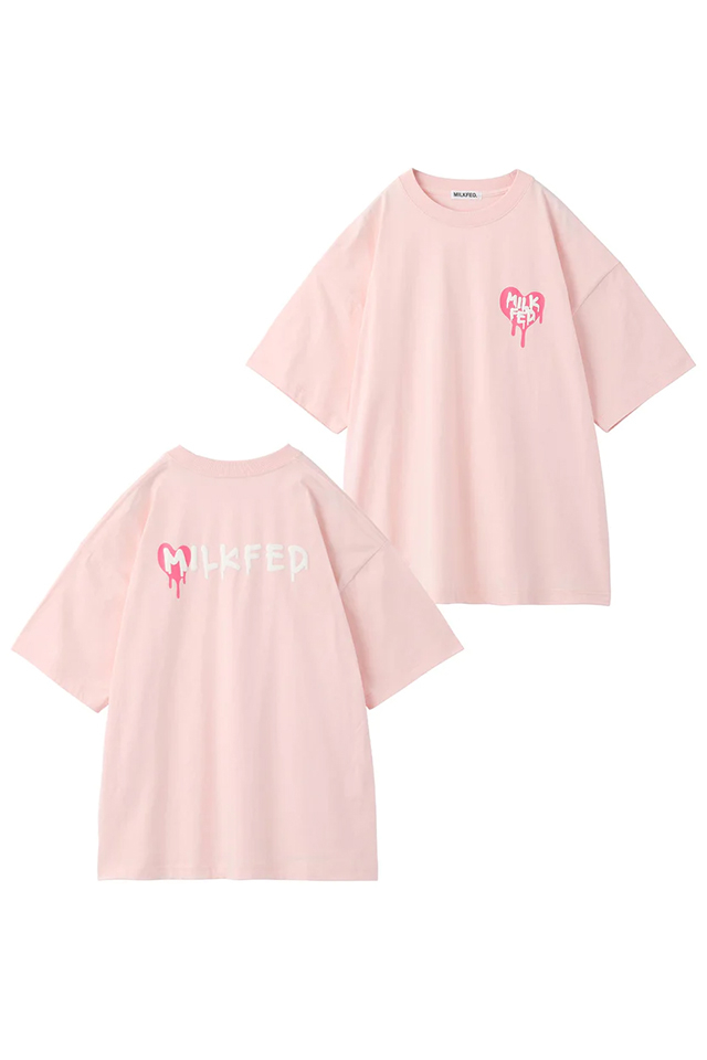 MILKFED. ミルクフェド 103232011006 LOVE DRIP LOGO WIDE S/S TEE MILKFED. Tシャツ LtPINK 正規通販 レディース