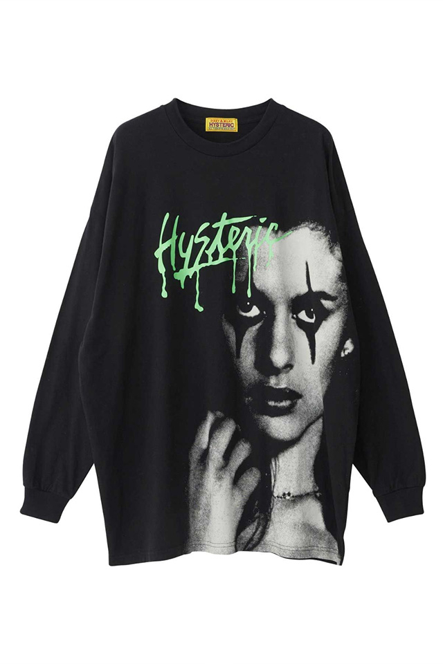 HYSTERIC GLAMOUR ヒステリックグラマー 01233CL02 HG PARTY オーバーサイズTシャツ BLACK 正規通販 レディース