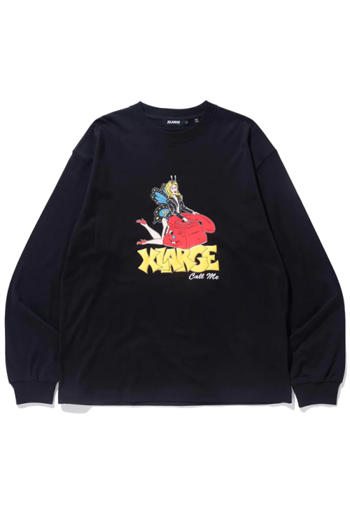 XLARGE エクストララージ 101231011003 CALL ME L/S TEE XLARGE ロングスリーブTシャツ BLACK 正規通販 メンズ レディース