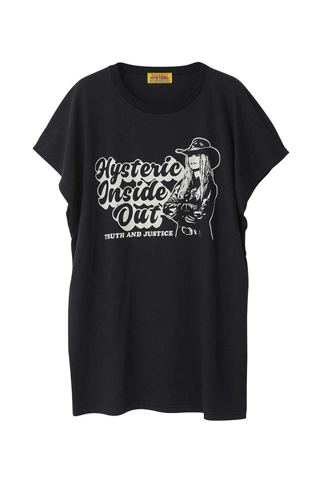 HYSTERIC GLAMOUR ヒステリックグラマー 01251CT10 INSIDE OUT Tシャツ BLACK 正規通販 レディース