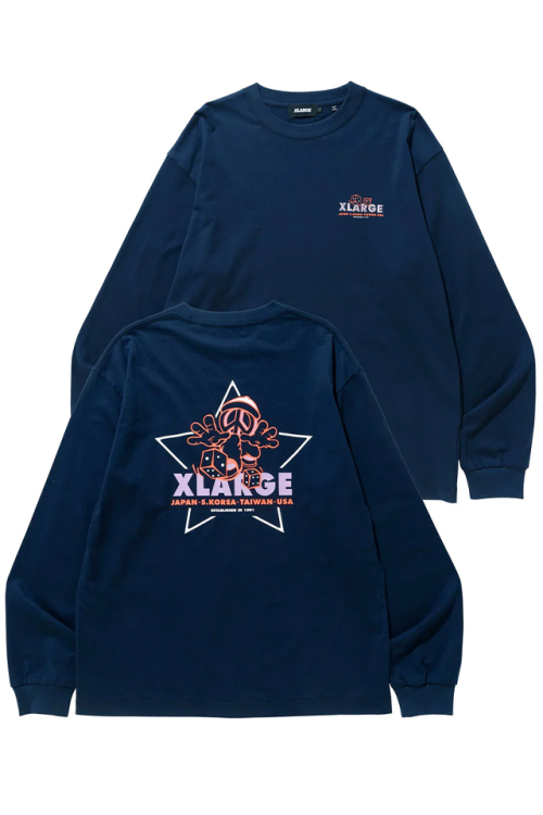 XLARGE エクストララージ 101231011009 AIM FOR REPDIGIT L/S TEE XLARGE ロングスリーブTシャツ NAVY 正規通販 メンズ レディース