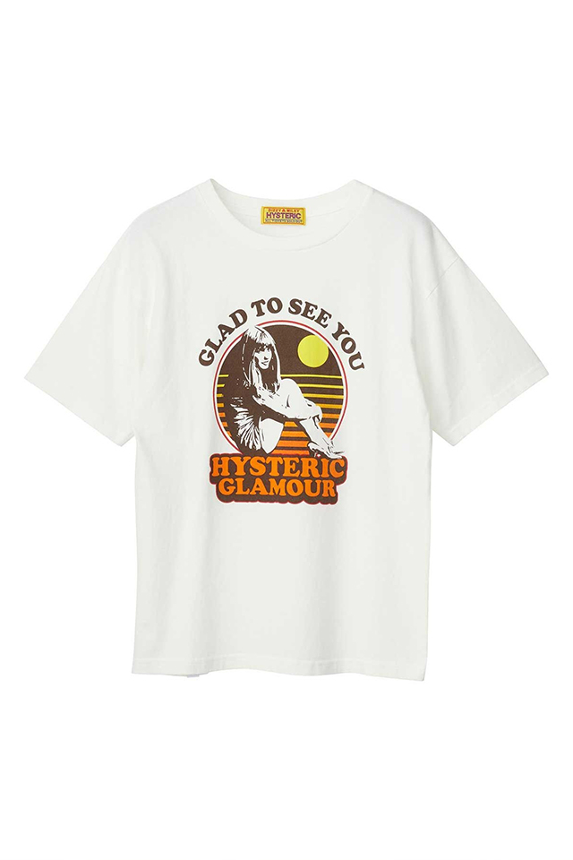 HYSTERIC GLAMOUR ヒステリックグラマー 01263CT02 GLAD TO SEE YOU Tシャツ WHITE 正規通販 レディース