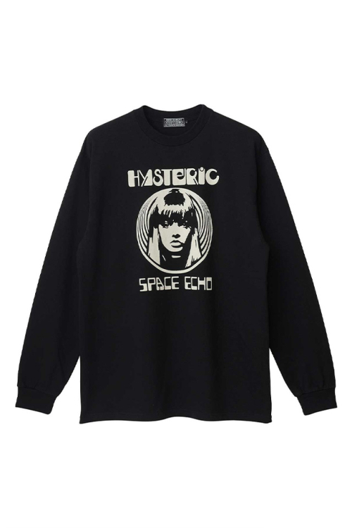HYSTERIC GLAMOUR ヒステリックグラマー 02263CL06 SPACE ECHO Tシャツ BLACK 正規通販 メンズ