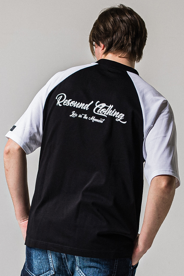 RESOUND CLOTHING リサウンドクロージング RC39-T-001 BACK RC raglan OVER TEE ラグランTシャツ BKWH 正規通販 メンズ 2026年4月20日入荷予定