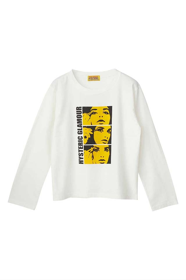 HYSTERIC GLAMOUR ヒステリックグラマー 01263CL04 WAKE UP MAKE UP Tシャツ WHITE 正規通販 レディース