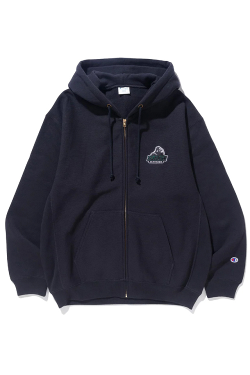 XLARGE エクストララージ 101234012026 XLARGE×Champion REVERSE WEAVE FULL-ZIP HOODED SWEAT フルジップフードスウェット BLACK 正規通販 メンズ レディース コラボ