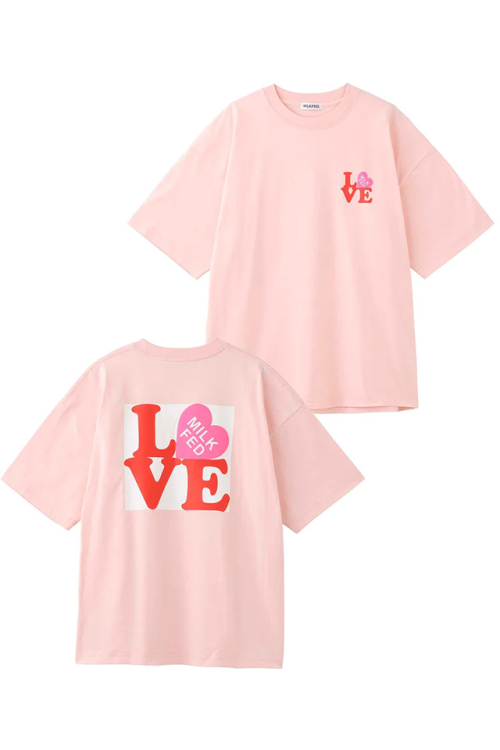 MILKFED. ミルクフェド 103232011005 LOVE WIDE S/S TEE MILKFED. Tシャツ LtPINK 正規通販 レディース