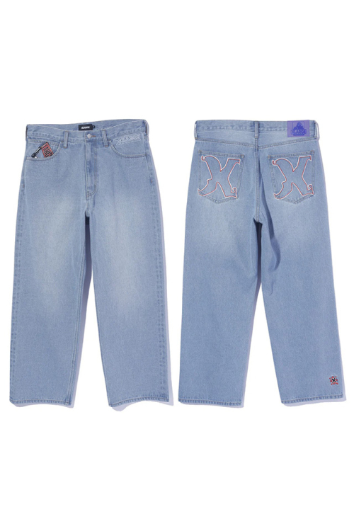XLARGE エクストララージ 101262031010 EMBROIDERED DENIM PANTS 刺繍デニムパンツ LtINDIGO 正規通販 メンズ レディース