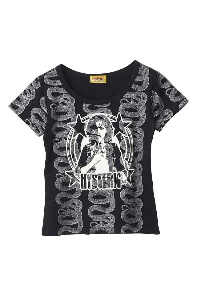 HYSTERIC GLAMOUR ヒステリックグラマー 01263CT03 BANANA GIRL チビTシャツ BLACK 正規通販 レディース