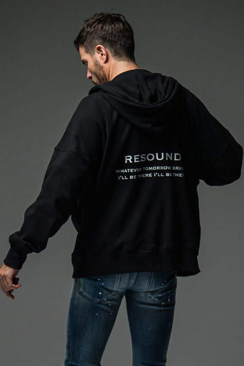 RESOUND CLOTHING リサウンドクロージング RC29-C-003 fries zip loose hoodie ヴィンテージフライスジップパーカー BLACK 正規通販 メンズ