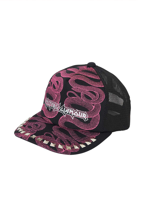 HYSTERIC GLAMOUR ヒステリックグラマー 01263QH02 SNAKE LOOP スタッズメッシュキャップ BLACK 正規通販 メンズ レディース
