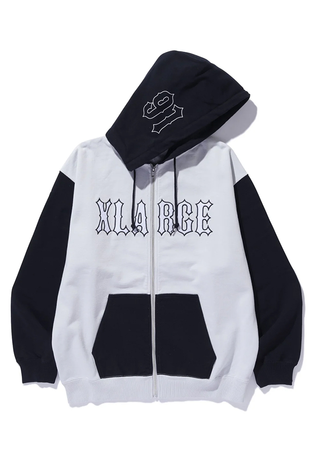 XLARGE エクストララージ 101253012007 COLOR BLOCK ZIP HOODED SWEATSHIRT ジップパーカー BLACK 正規通販 メンズ レディース