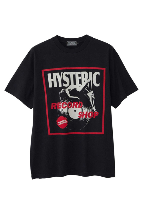 HYSTERIC GLAMOUR ヒステリックグラマー 02251CT40 RECORD SHOP Tシャツ BLACK 正規通販 メンズ
