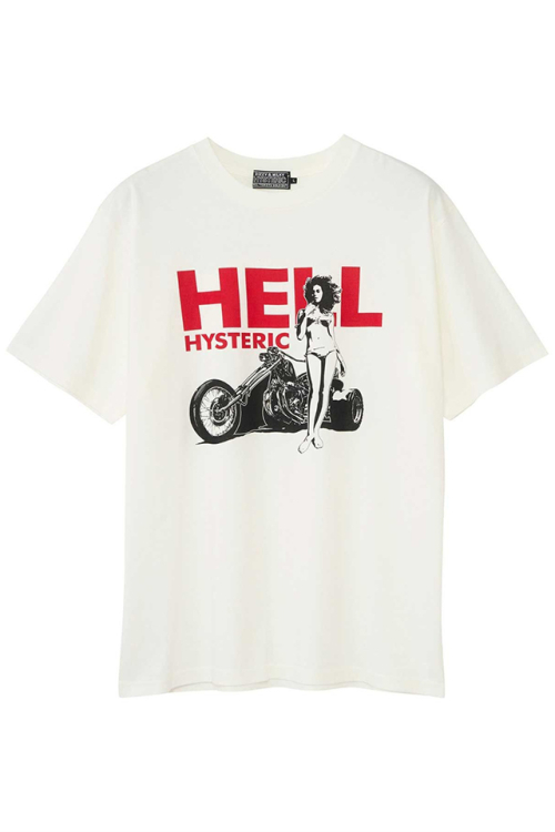 HYSTERIC GLAMOUR ヒステリックグラマー 02251CT28 HELL HYSTERIC Tシャツ WHITE 正規通販 メンズ
