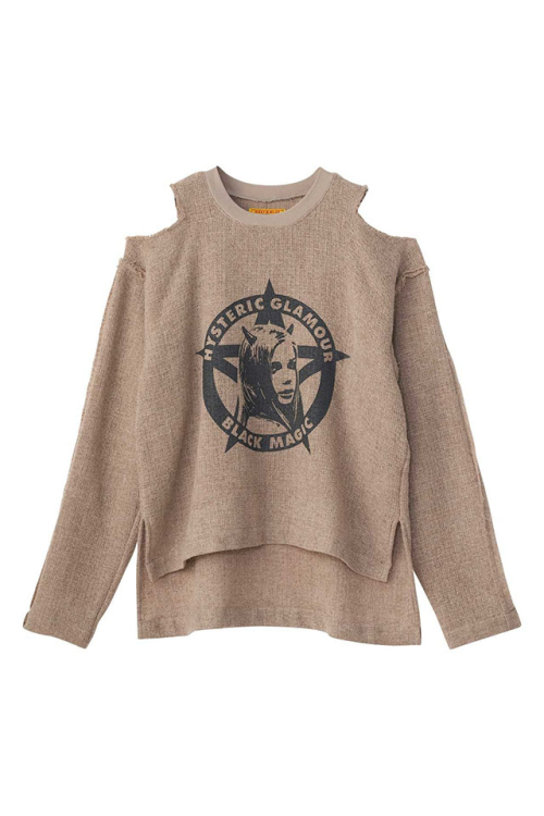 HYSTERIC GLAMOUR ヒステリックグラマー 01253AH01 BLACK MAGIC WOMAN プルオーバーシャツ BEIGE 正規通販 レディース