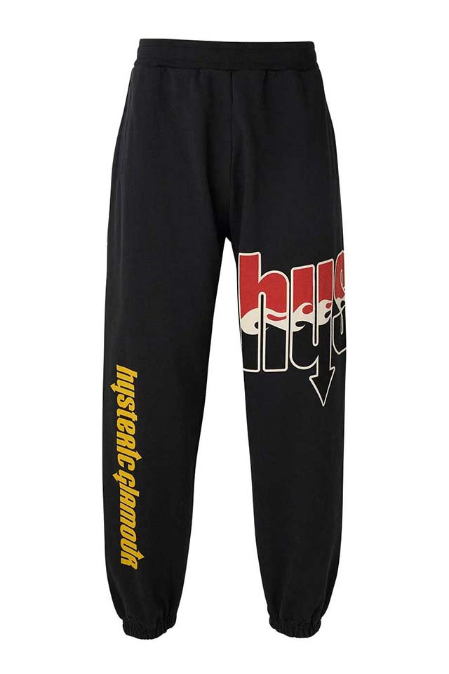 HYSTERIC GLAMOUR ヒステリックグラマー 02261CP01 HYS FLARE LOGO スウェットパンツ BLACK 正規通販 メンズ