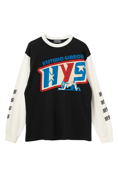 HYSTERIC GLAMOUR ヒステリックグラマー 02261CL06 DART TRACK Tシャツ BLACK 正規通販 メンズ
