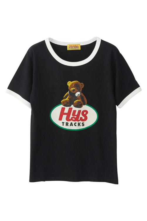 HYSTERIC GLAMOUR ヒステリックグラマー 01241CT03 HYS TRACKS Tシャツ BLACK 正規通販 レディース