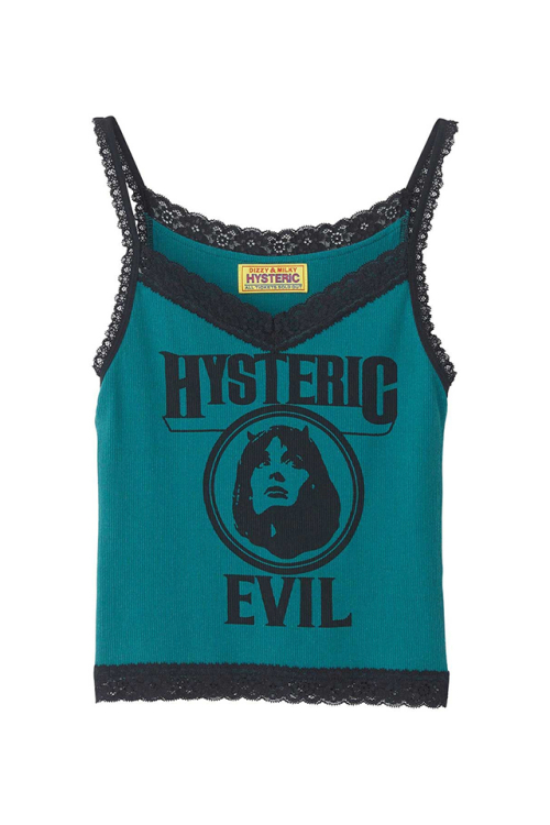 HYSTERIC GLAMOUR ヒステリックグラマー 01261CR03 EVIL WOMAN キャミソール GREEN 正規通販 レディース